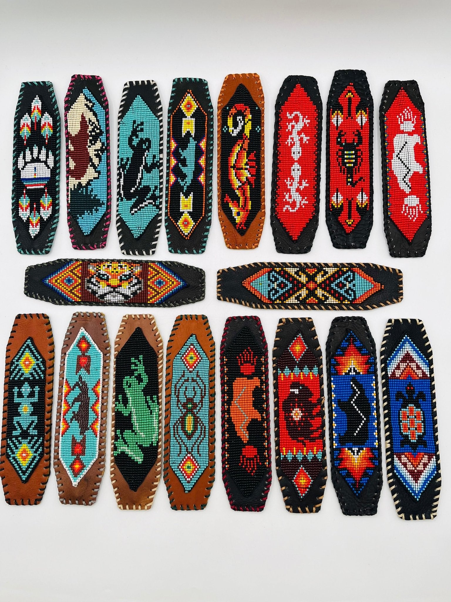 Beaded & Bendable Leather Cuff by Collective Journey Art