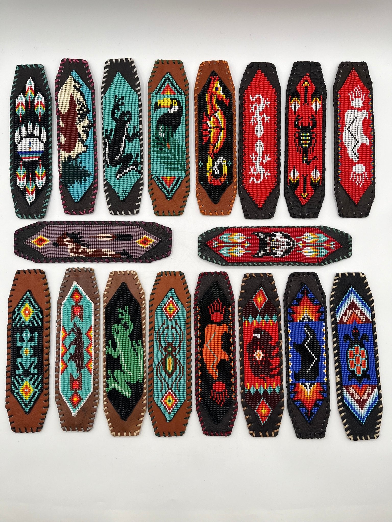 Beaded & Bendable Leather Cuff by Collective Journey Art