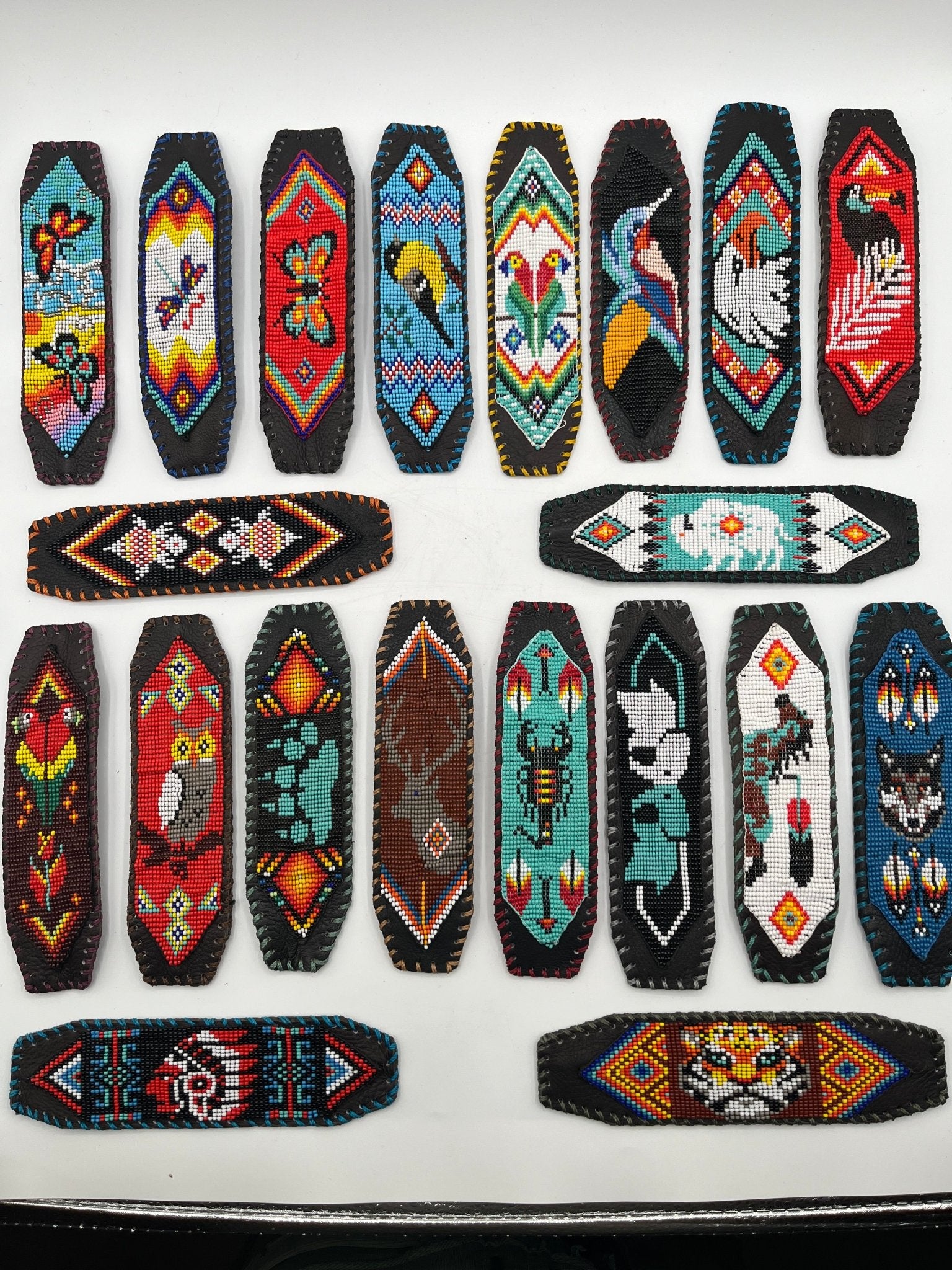 Beaded & Bendable Leather Cuff by Collective Journey Art