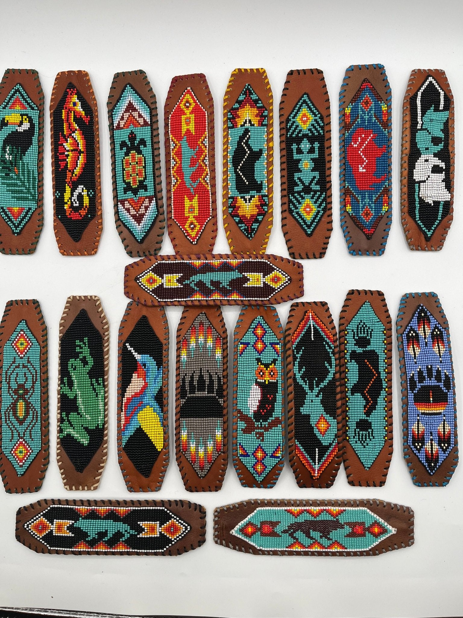 Beaded & Bendable Leather Cuff by Collective Journey Art