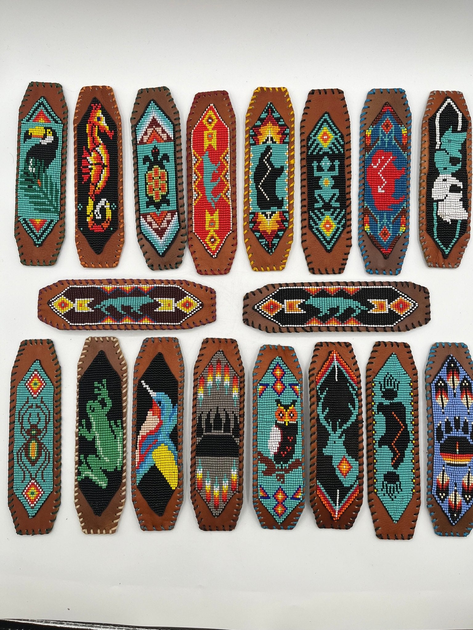 Beaded & Bendable Leather Cuff by Collective Journey Art