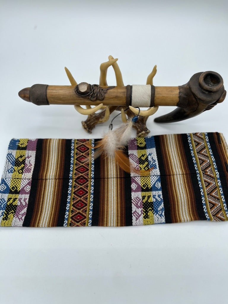 Bamboo Peace Pipe & handmade dr Collective Journey Drawstring carrying bag Collective Journey Art