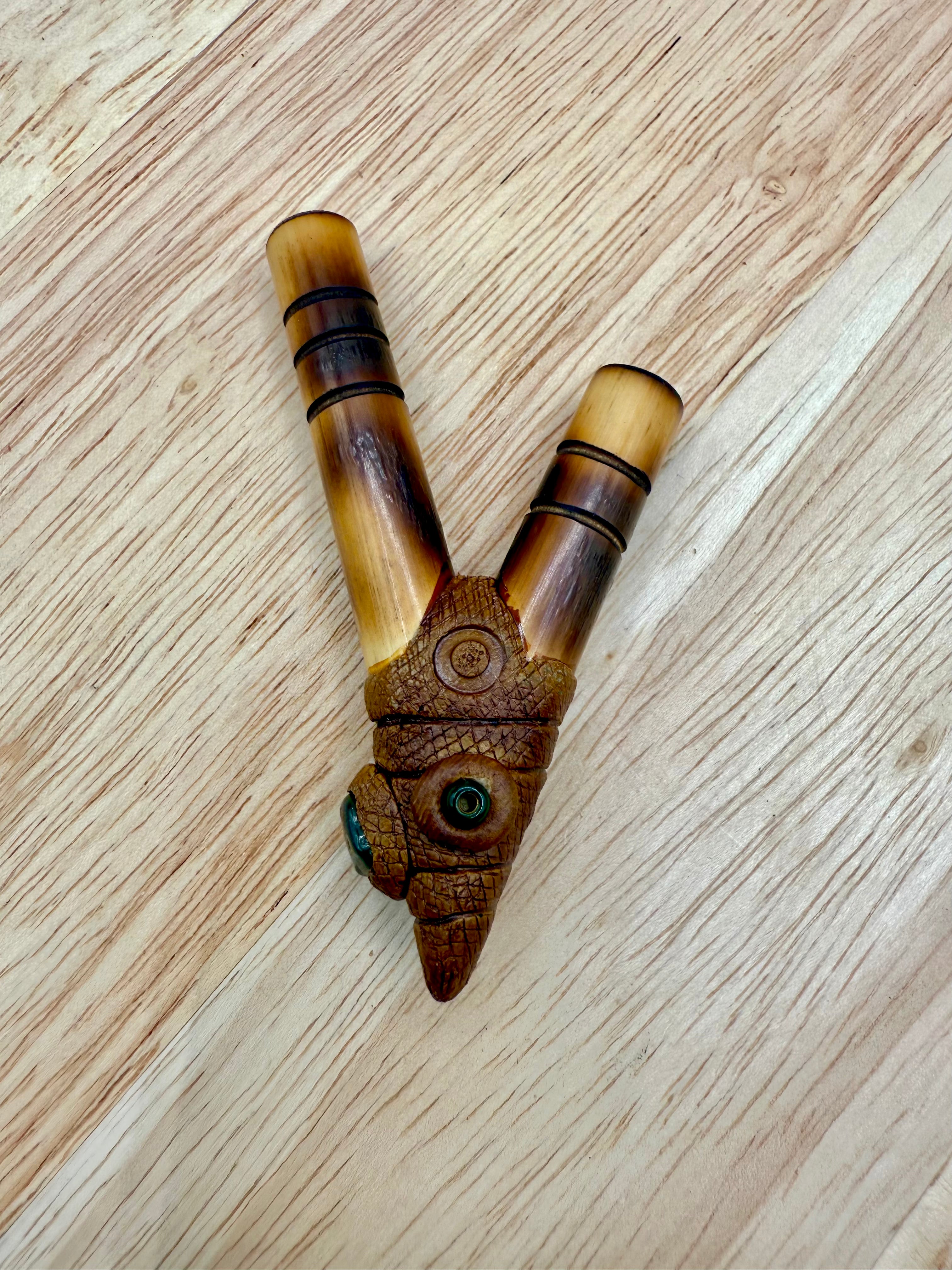 Handcrafted Bamboo Kuripe available in Small, Medium, and Large nostril gauge sizes for a personalized fit.