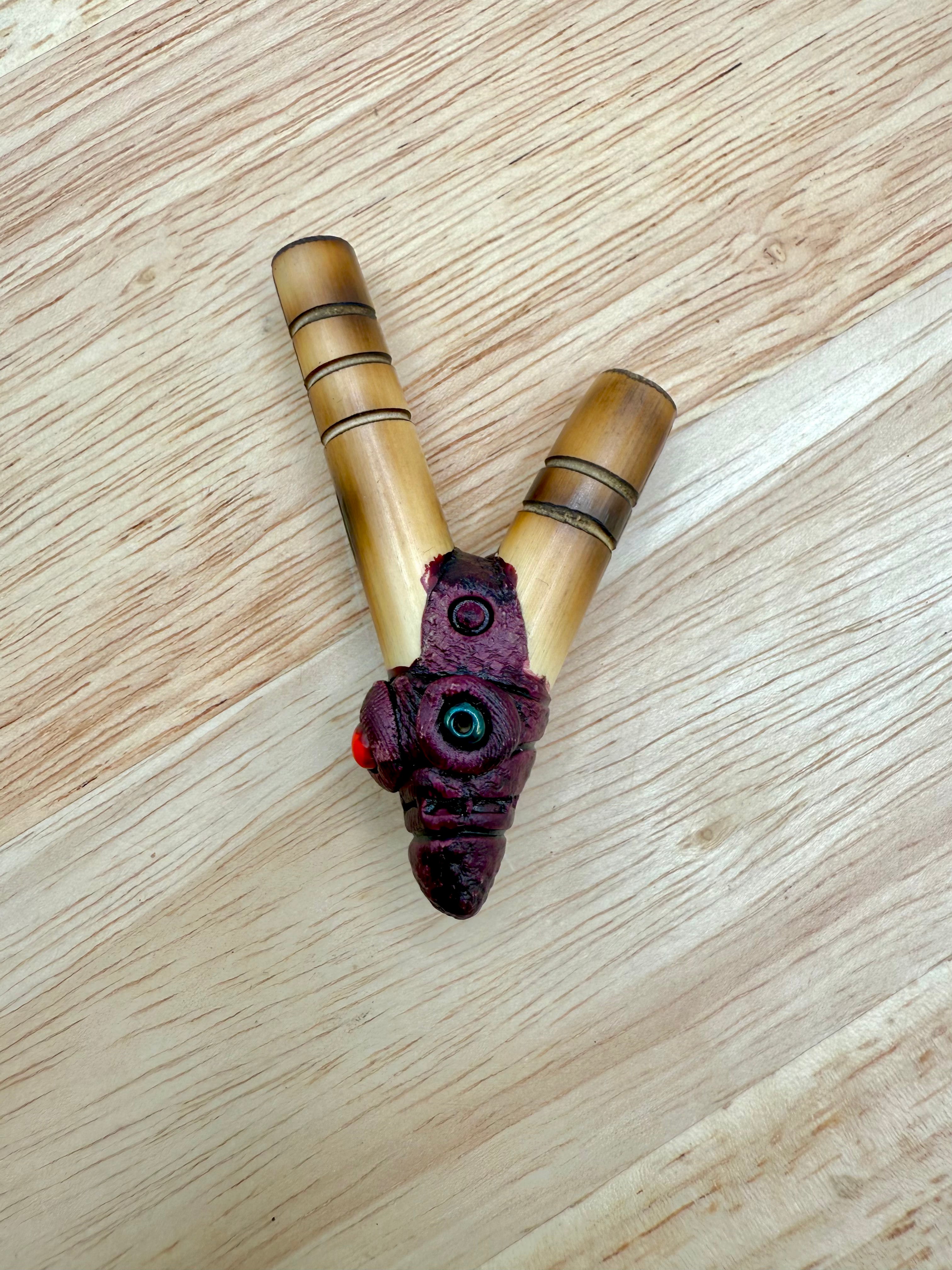 Handcrafted Bamboo Kuripe available in Small, Medium, and Large nostril gauge sizes for a personalized fit.