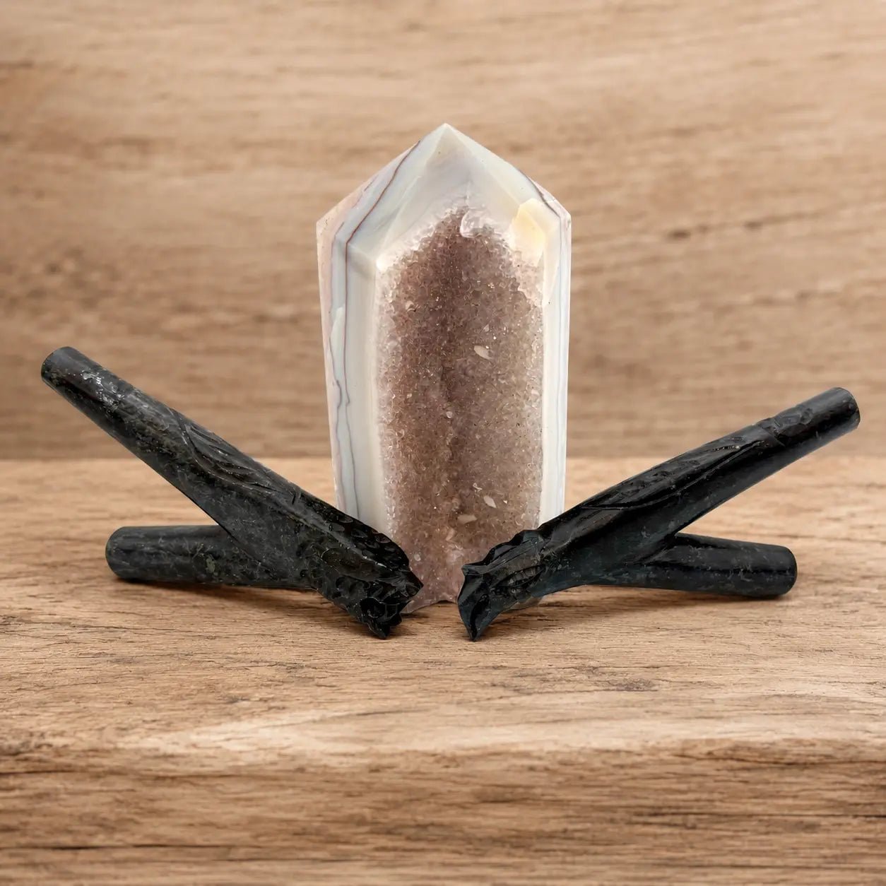 Black Serpentine Stone Kuripe | Hapé Self-Applicator by Collective Journey Art