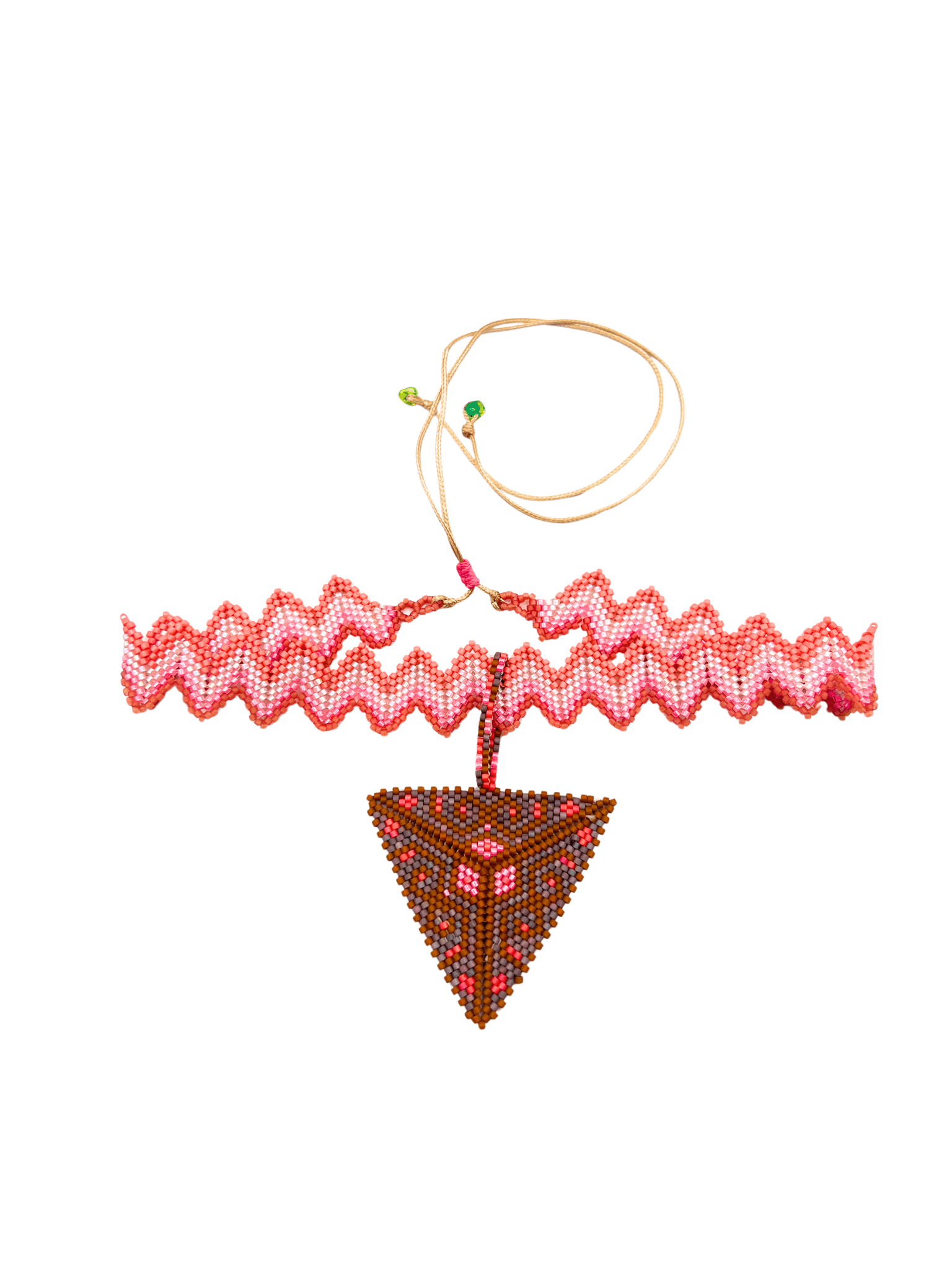 Crown Pyramid Pendant Adornment in handcrafted in Guatemala with Japanese Miyuki beadwork