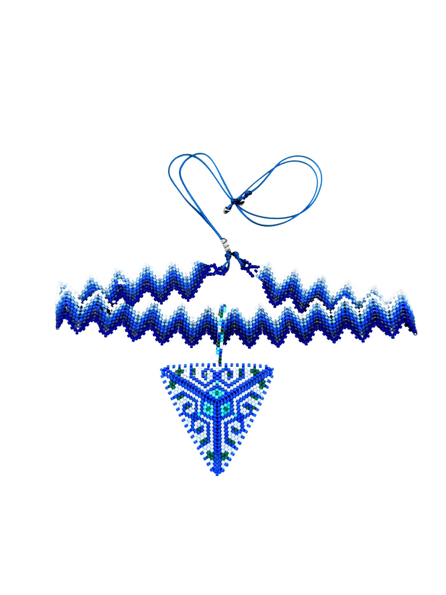Crown Pyramid Pendant Adornment in handcrafted in Guatemala with Japanese Miyuki beadwork