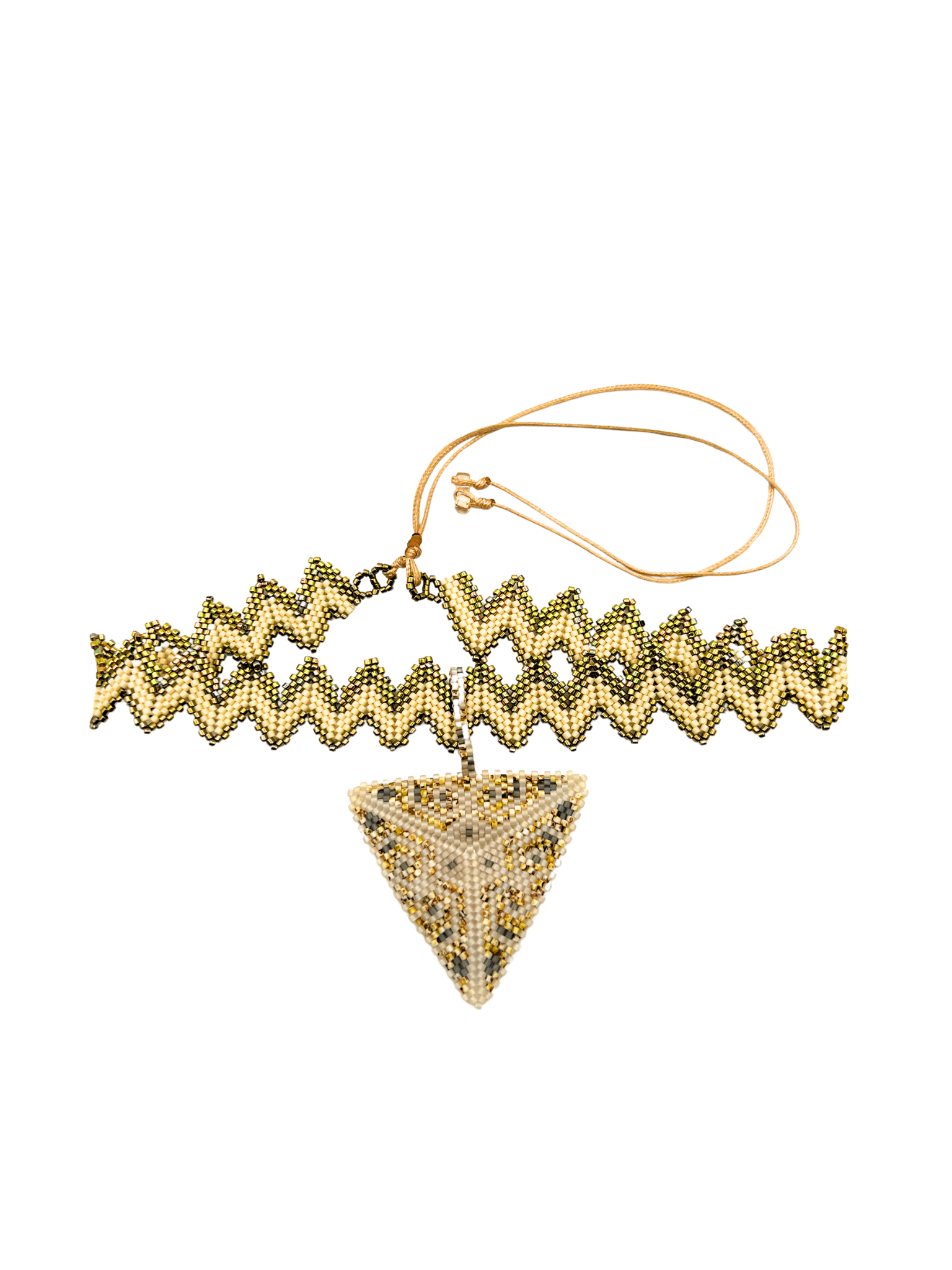 Crown Pyramid Adornment in White and Silver, handcrafted in Guatemala with Japanese Miyuki beadwork