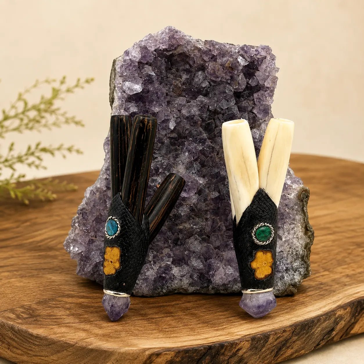 Triphasic Kuripe | Handcrafted Double-Nostril Hapé Self-Applicator by Collective Journey Art