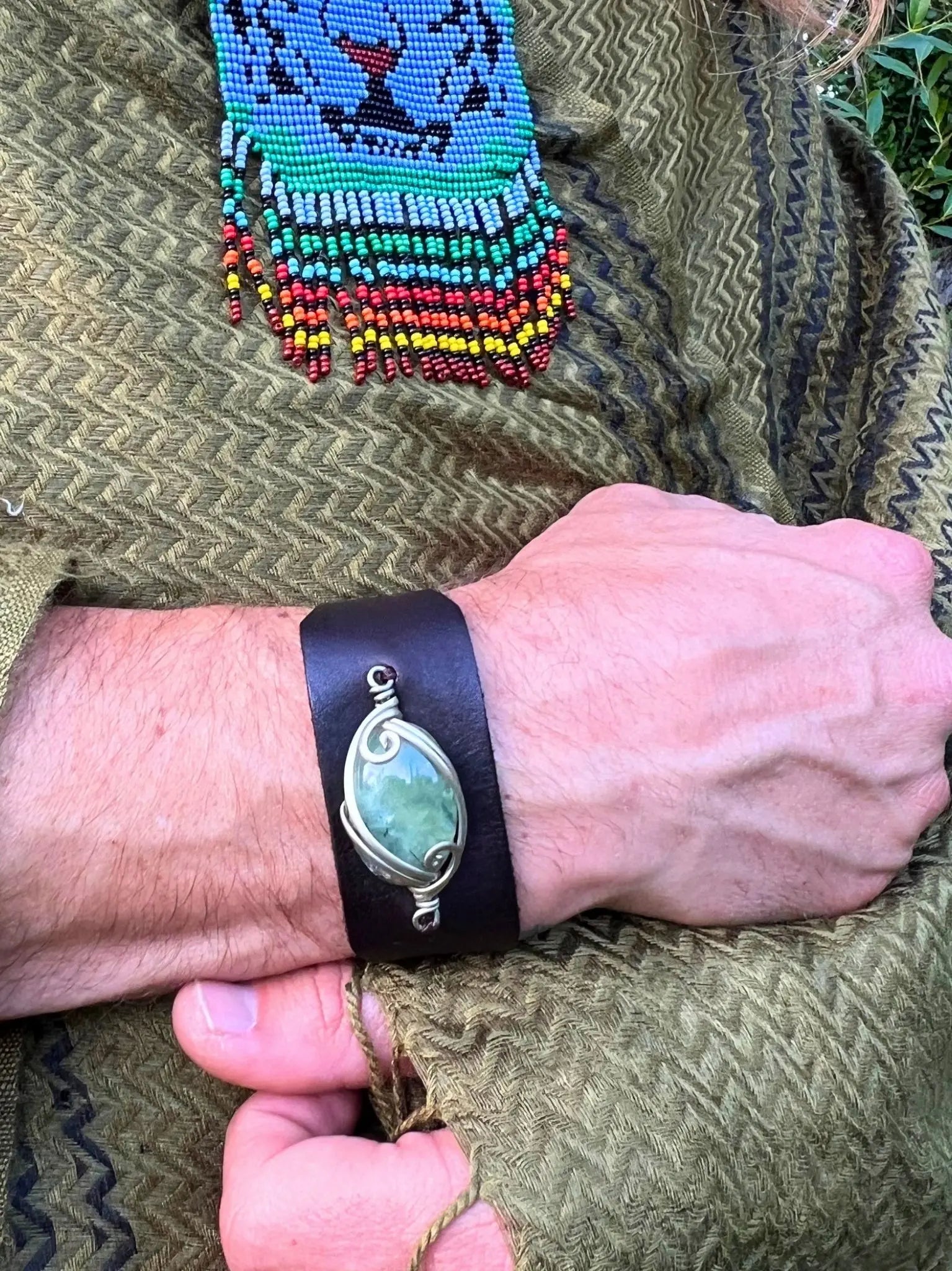 Leather Gem Buckle Bracelet by Collective Journey Art