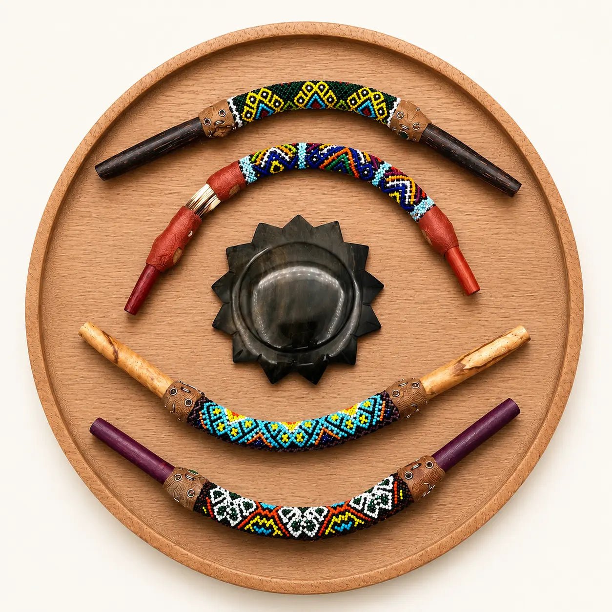 Curved Shipibo Tepi | Handmade Ceremonial Hapé Applicator by Collective Journey Art