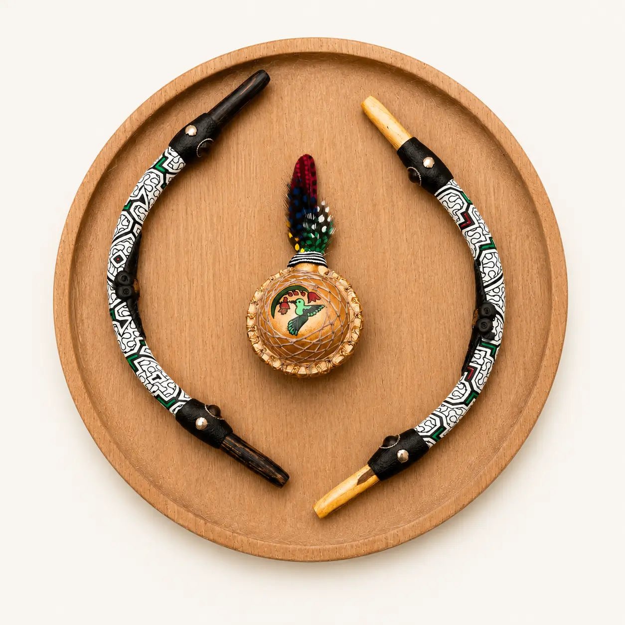 Curved Shipibo Tepi | Handmade Ceremonial Hapé Applicator by Collective Journey Art