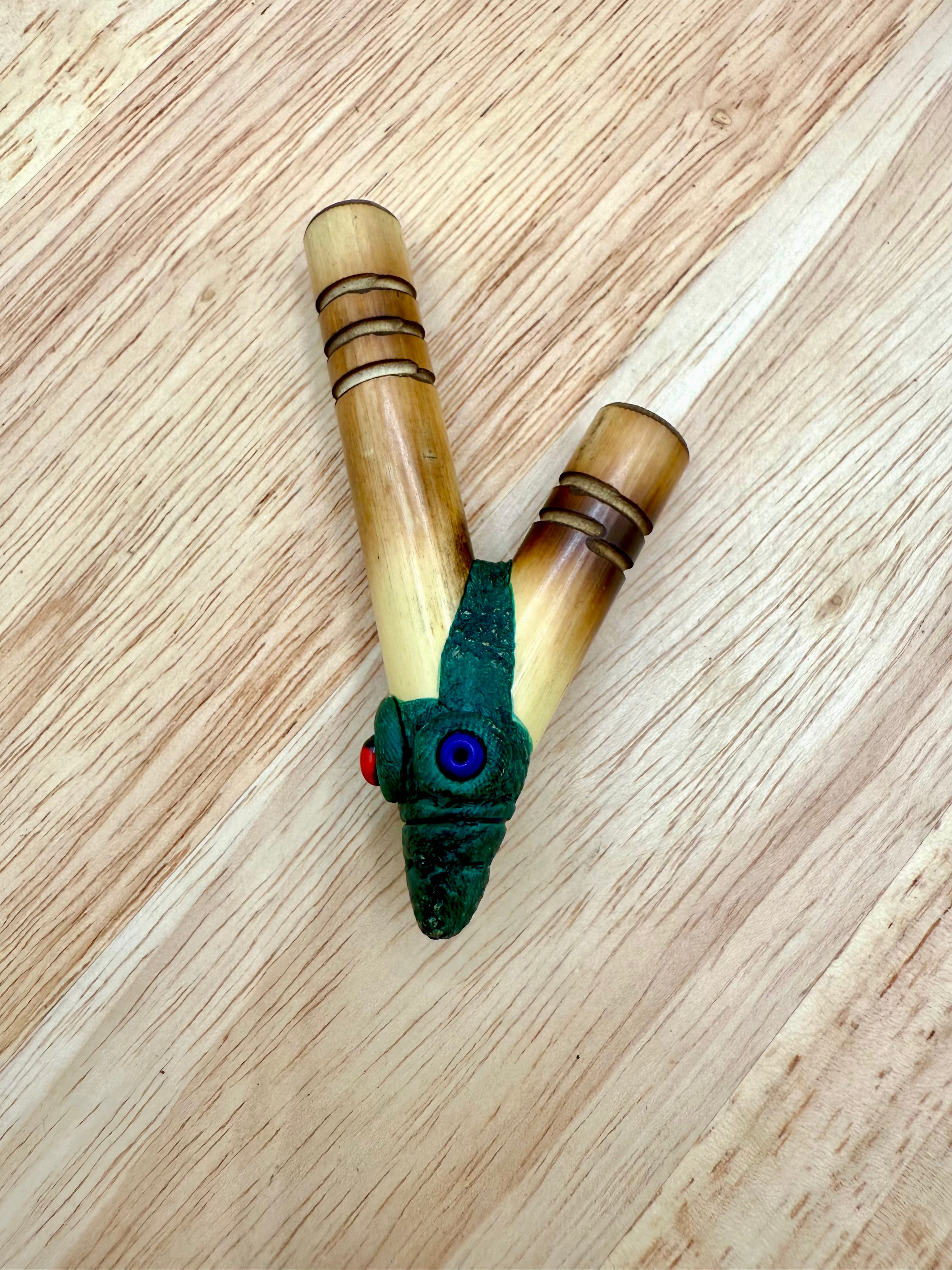 Handcrafted Bamboo Kuripe available in Small, Medium, and Large nostril gauge sizes for a personalized fit.