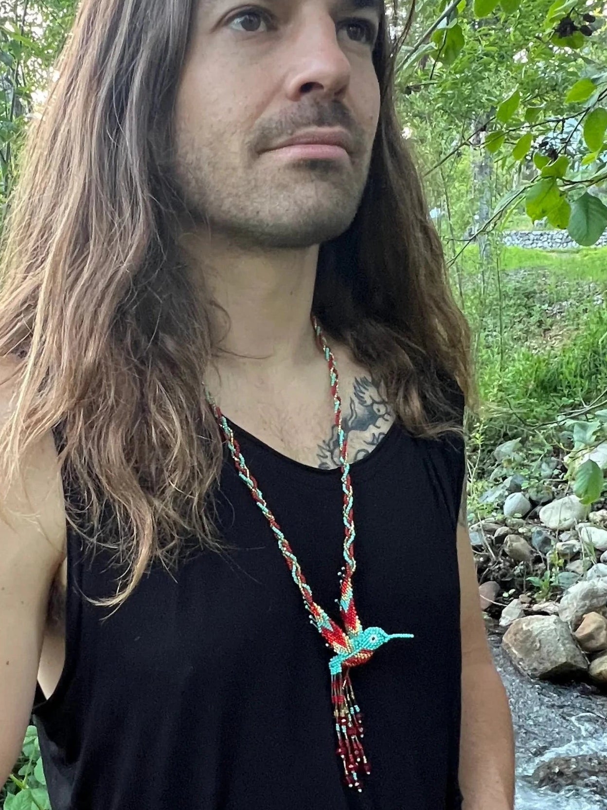 Colibri/Hummingbird Necklace - Czech Beads by Collective Journey Art