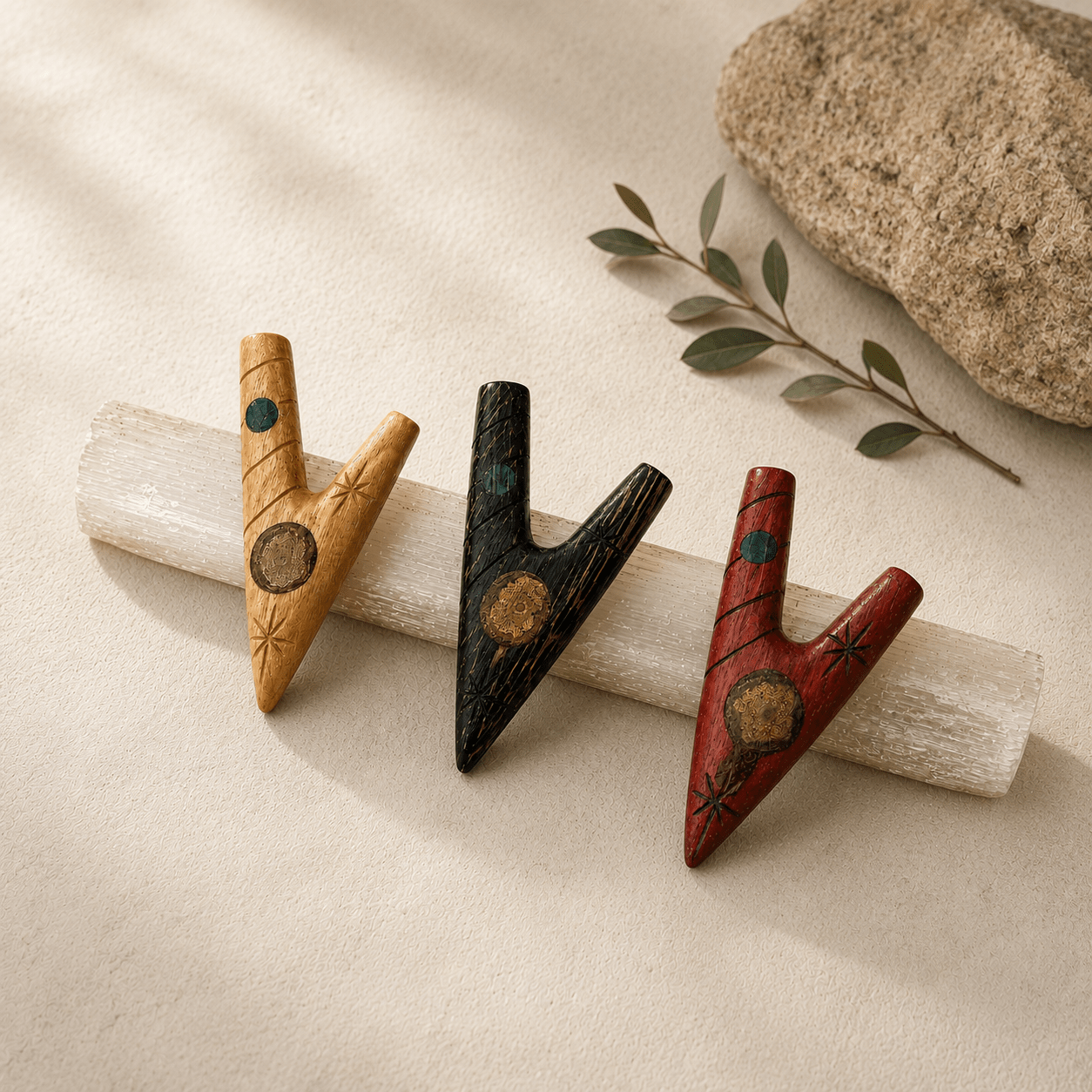 One Piece Kuripe | Handcrafted Wooden Hapé Self-Applicator by Collective Journey Art