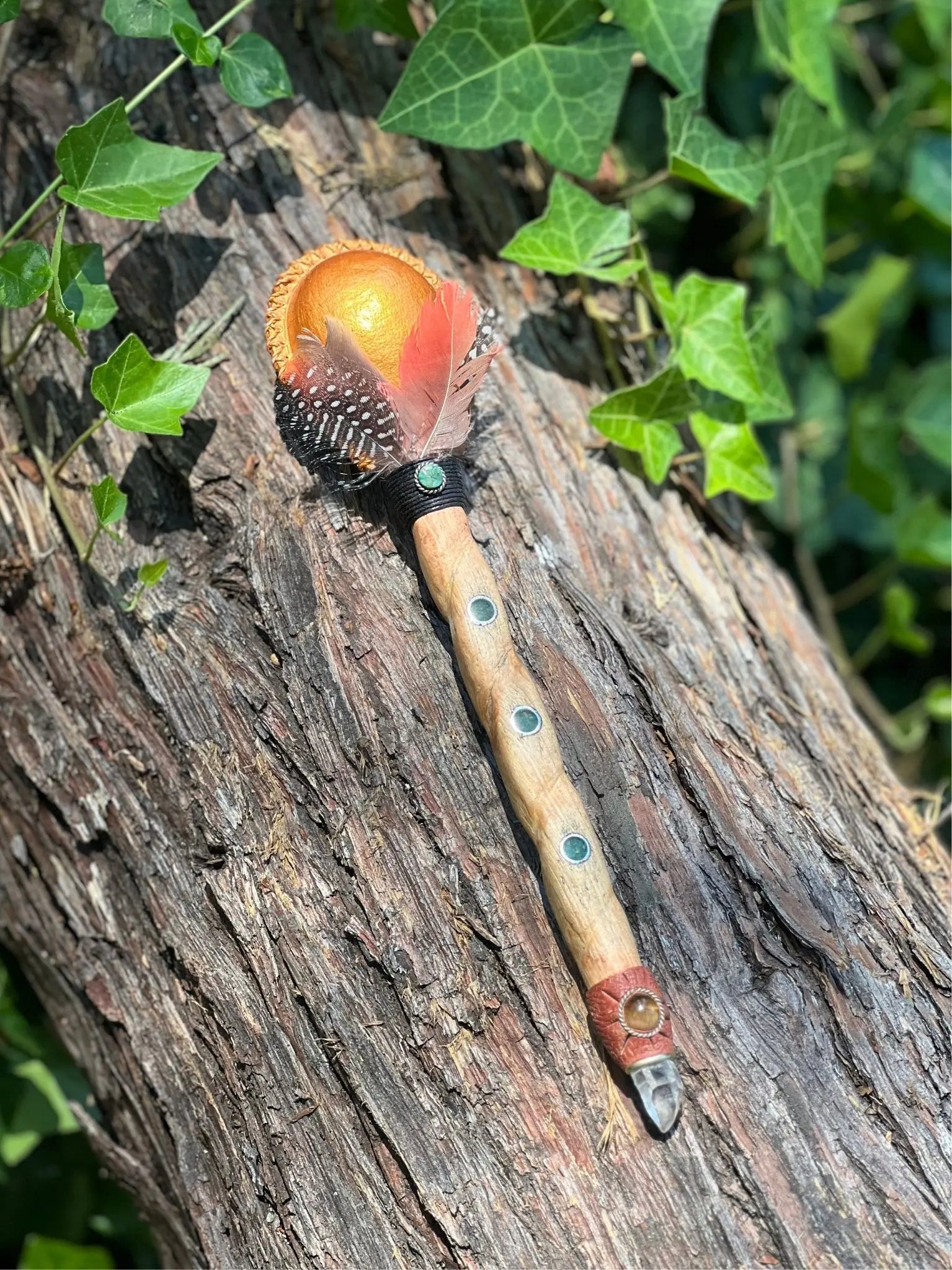 Palo Santo Royal maraca by Collective Journey Art, handcrafted ceremonial shaker for sound healing, meditation, and ritual practice.