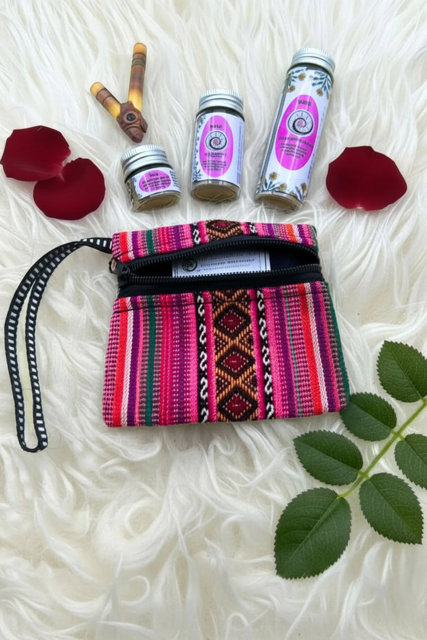 Rose Hapé Starter Kit by Collective Journey Art. Choose your size, comes with a bamboo kuripe and handwoven medicine pouch.
