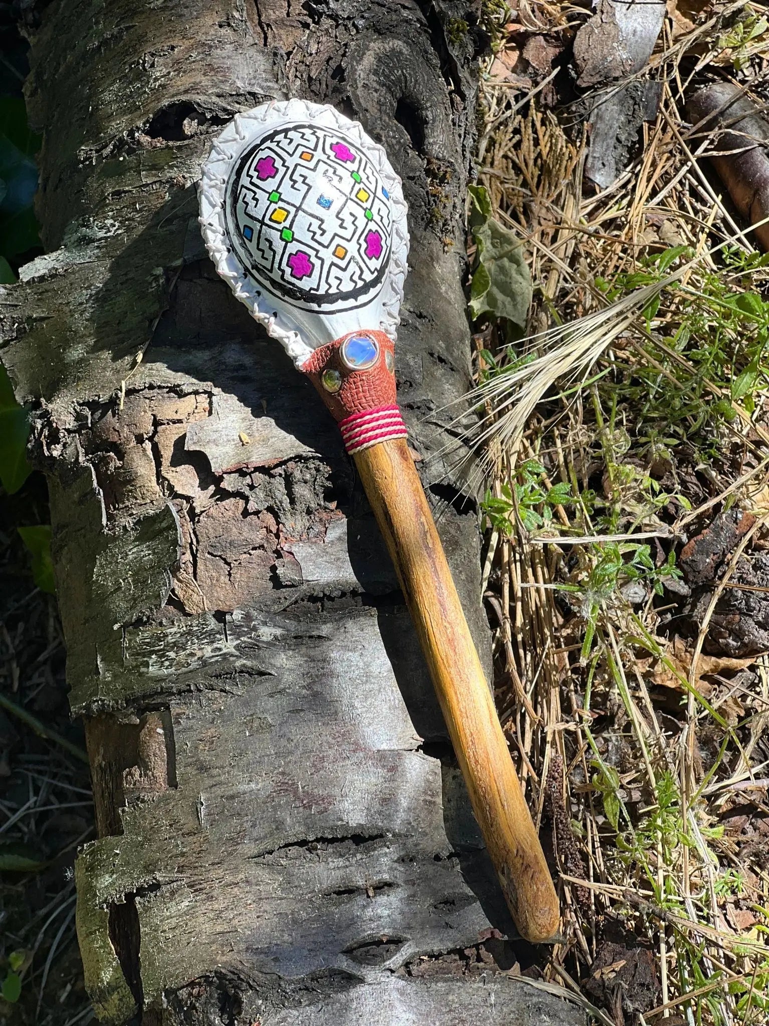 Shipiba Maraca-Leather Top by Collective Journey Art