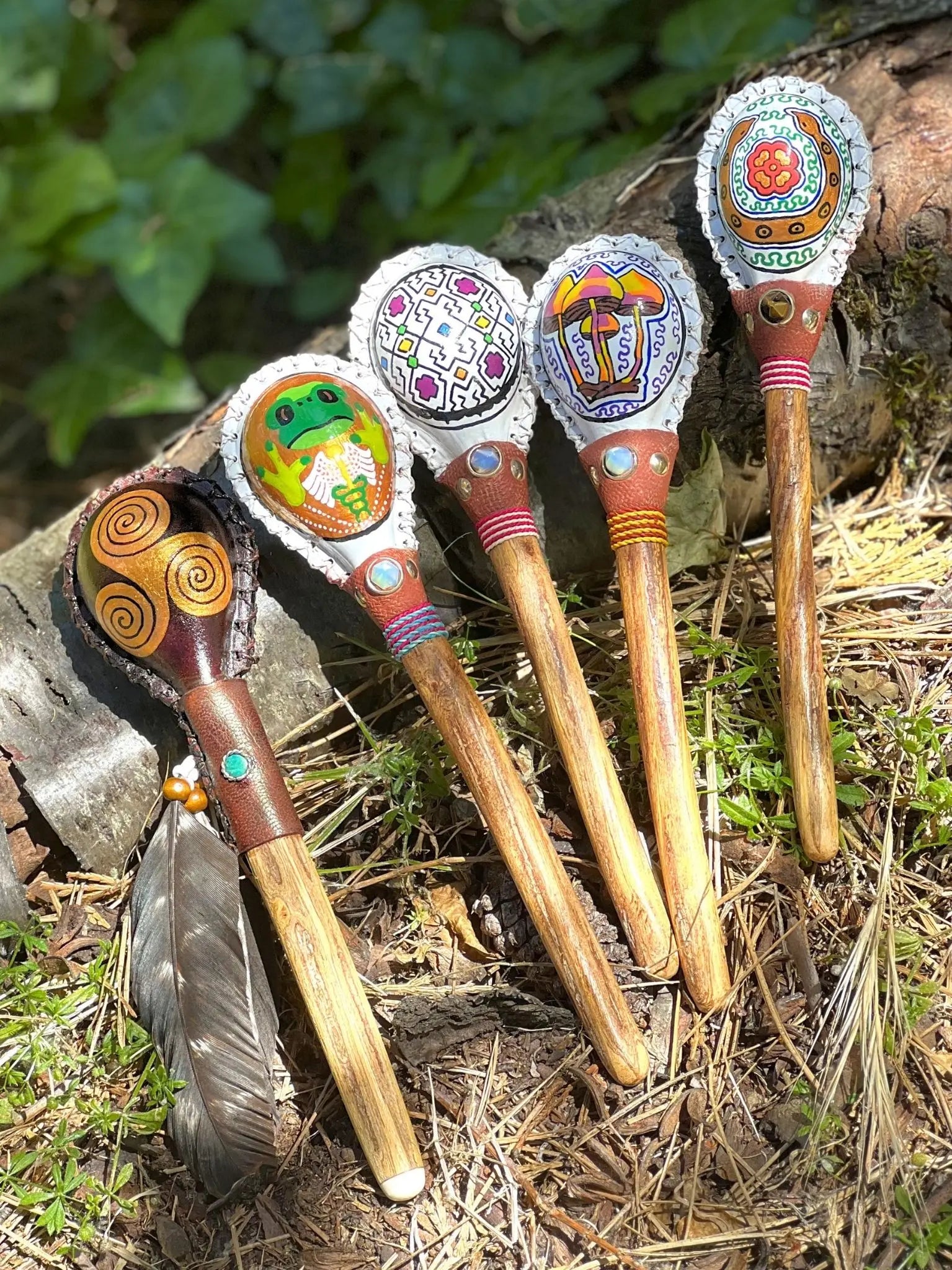 Shipiba Maraca-Leather Top by Collective Journey Art