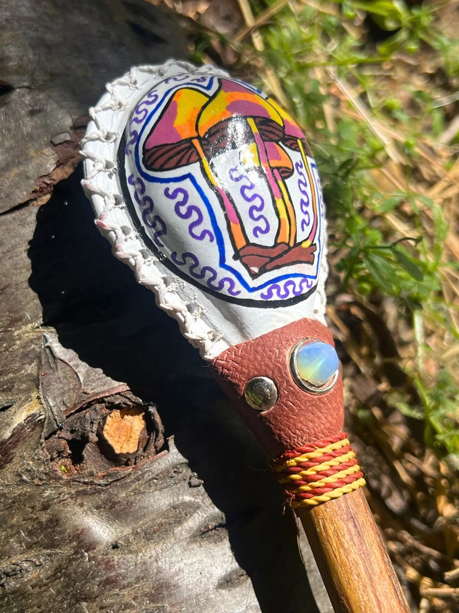 Shipiba Maraca-Leather Top by Collective Journey Art