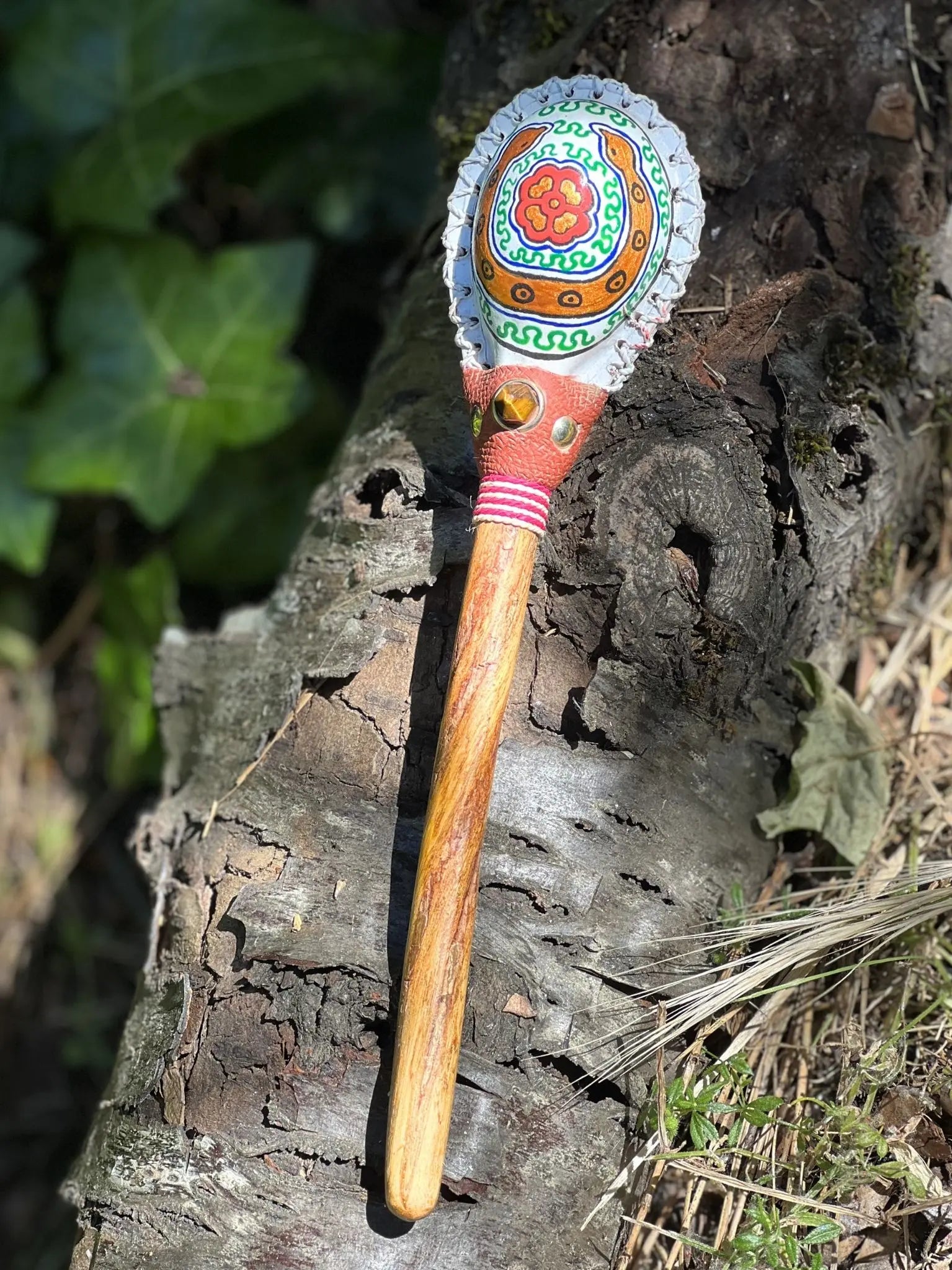 Shipiba Maraca-Leather Top by Collective Journey Art