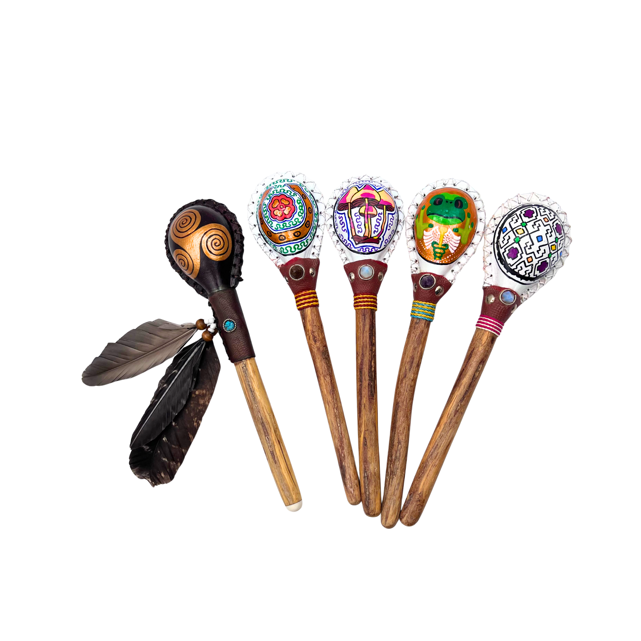 Shipiba Maraca - Leather Top by Collective Journey Art
